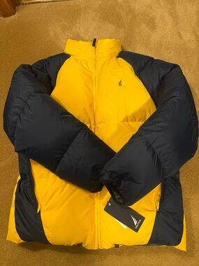 Nautica Yellow and Navy Puffer Jacket